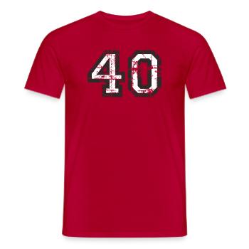 Number 40 Forty 40th Birthday Design (EU) - Men's T-Shirt - red - Front - AI Model Male 178 dark (178cm)