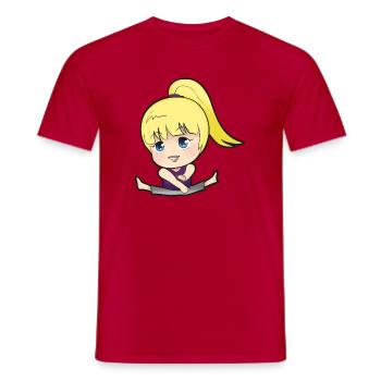 Chibi Anime Manga Splitkick - Men's T-Shirt - red - Front - AI Model Male 178 dark (178cm)