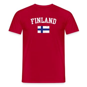 Finland Bold Flag Typography - Men's T-Shirt - red - Front - AI Model Male 178 dark (178cm)