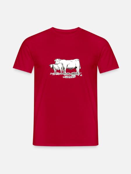 Vache avec veaux, ferme cadeau, bétail fermier - T-shirt homme - rouge