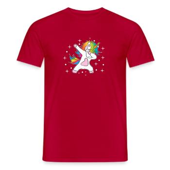 Unicorn Dab Rainbow - Men's T-Shirt - red - Front - AI Model Male 178 dark (178cm)