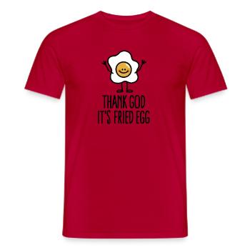 Thank god it's fried egg - T-shirt homme - rouge - Devant - AI Model Male 178 dark (178cm)