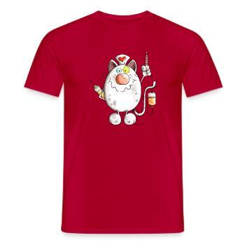 Nurse Cat With Heart - Cartoon - Gift - Nurses - Men's T-Shirt - red - Front - AI Model Male 178 dark (178cm)