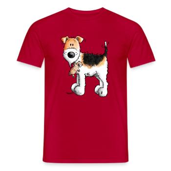 Foxterrier mit Teddy - Teddys - Plüschtier - Hund - Männer T-Shirt - Rot - Vorne - AI Model Male 178 dark (178cm)