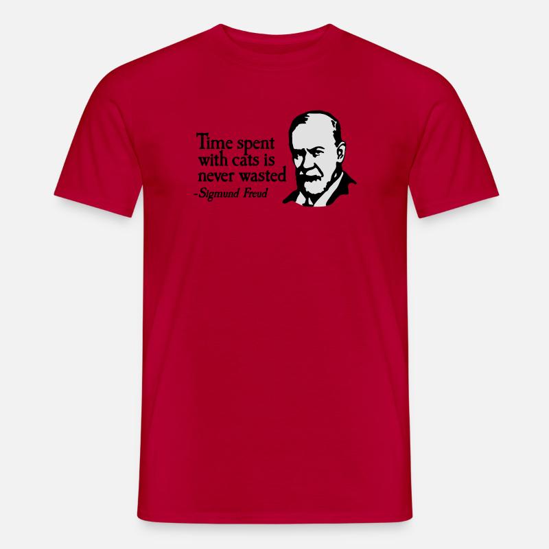 Time spent with cats is never Sigmund Freud - Männer T-Shirt - Rot