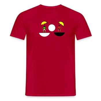 Neon-Regenschirm-Duell in geteilten Hälften - Männer T-Shirt - Rot - Vorne - AI Model Male 178 dark (178cm)