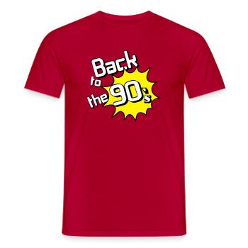 90s Party , Theme Party , 90s Back to (25) - Men's T-Shirt - red - Front - AI Model Male 178 dark (178cm)