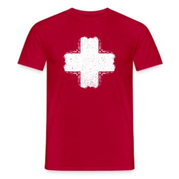 Schweiz / Suisse / Schweizerkreuz - Männer T-Shirt - Rot - Vorne - AI Model Male 178 dark (178cm)