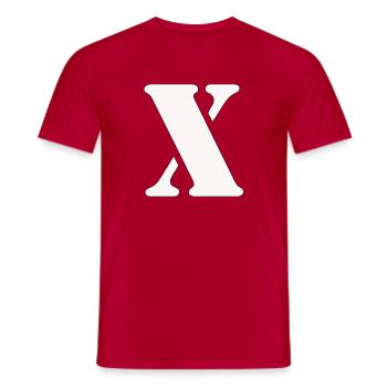 White X Symbol Minimal Typography Design - Männer T-Shirt - Rot - Vorne - AI Model Male 178 dark (178cm)