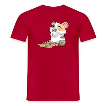 Drôle de cochon d’Inde mangeant des sushis - T-shirt homme - rouge - Devant - AI Model Male 178 dark (178cm)