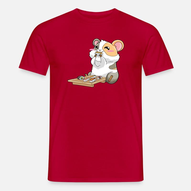 Drôle de cochon d’Inde mangeant des sushis - T-shirt homme - rouge