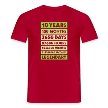 10 Years Anniversary Company Birthday Membership - Men's T-Shirt - red - Front - AI Model Male 178 dark (178cm)