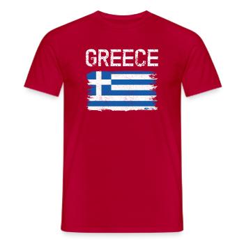 Distressed Greek Flag Graphic - Men's T-Shirt - red - Front - AI Model Male 178 dark (178cm)