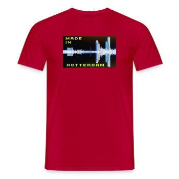 Futuristic Rotterdam Skyline Reflection - Men's T-Shirt - red - Front - AI Model Male 178 dark (178cm)
