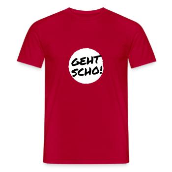 Geht scho! Typisch österreichischer Spruch - Männer T-Shirt - Rot - Vorne - AI Model Male 178 dark (178cm)