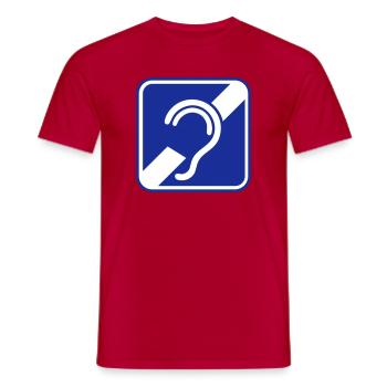 Deaf, hard of hearing, deafness, hearing loss sign - Men's T-Shirt - red - Front - AI Model Male 178 dark (178cm)