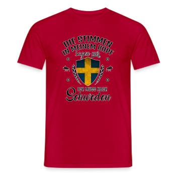 Stimmen Kopf sagen Schweden Spruch Lustig - Männer T-Shirt - Rot - Vorne - AI Model Male 178 dark (178cm)