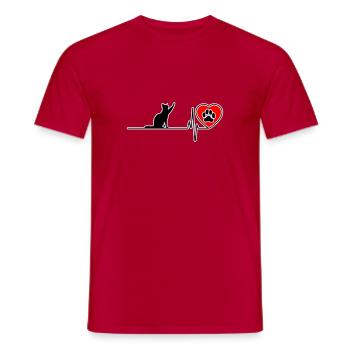 I love cats paws - Men's T-Shirt - red - Front - AI Model Male 178 dark (178cm)