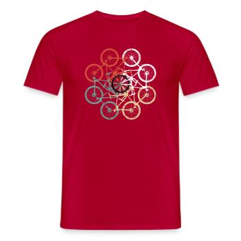 Colorful Bike Wheel Mosaic - Men's T-Shirt - red - Front - AI Model Male 178 dark (178cm)