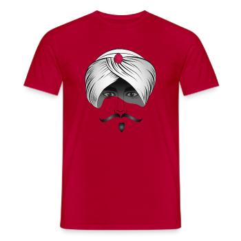 geheimnisvoller Turban mit männlichem Gesicht - Männer T-Shirt - Rot - Vorne - AI Model Male 178 dark (178cm)