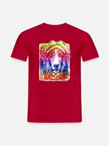 Hund-Dame mit Haube (Regenbogen) - Männer T-Shirt - Rot