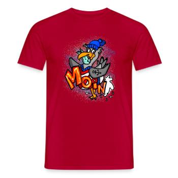 Moin Möwe Nordsee Cartoon - Männer T-Shirt - Rot - Vorne - AI Model Male 178 dark (178cm)