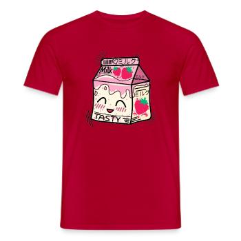 Lait de fraise Kawaii Japonais - T-shirt homme - rouge - Devant - AI Model Male 178 dark (178cm)