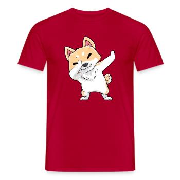Akita Hund Kawaii Dabbing - Männer T-Shirt - Rot - Vorne - AI Model Male 178 dark (178cm)