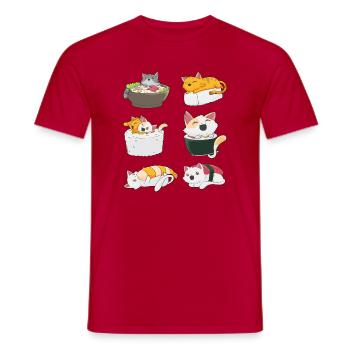 Sushi chat japonais Anime Kawaii Neko - T-shirt homme - rouge - Devant - AI Model Male 178 dark (178cm)