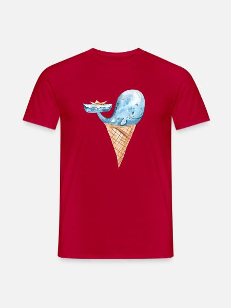 Eis Wal mit Schiff Fantasy Ozean Design - Männer T-Shirt - Rot