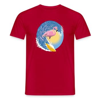 Flamingo-Surfer - Männer T-Shirt - Rot - Vorne - AI Model Male 178 dark (178cm)