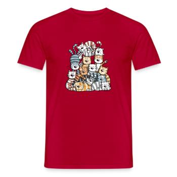 Drôle de chats Pile I Cat Friends Cadeau - T-shirt homme - rouge - Devant - AI Model Male 178 dark (178cm)