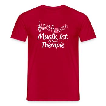 Musik ist Therapie - Männer T-Shirt - Rot - Vorne - AI Model Male 178 dark (178cm)