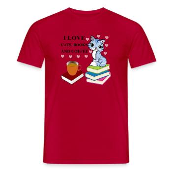 books and coffee sweet nice reading - Men's T-Shirt - red - Front - AI Model Male 178 dark (178cm)