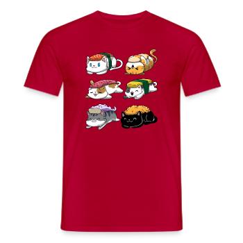 Sushi Katze Anime - Männer T-Shirt - Rot - Vorne - AI Model Male 178 dark (178cm)