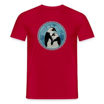 zwei zauberhafte Pinguine im Mosaik Stil - Männer T-Shirt - Rot - Vorne - AI Model Male 178 dark (178cm)