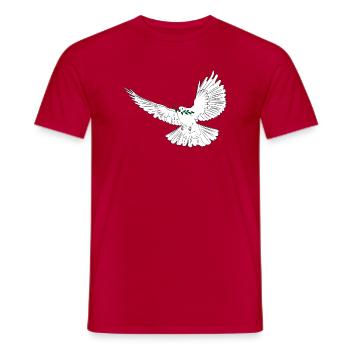 Friedenstaube weiß mit Lorbeerzweig - Männer T-Shirt - Rot - Vorne - AI Model Male 178 dark (178cm)