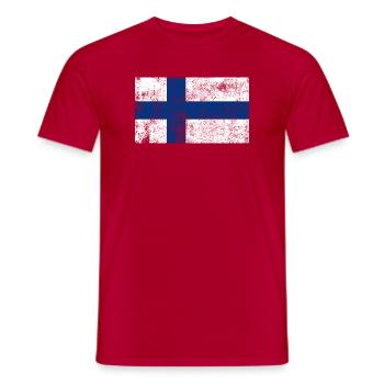 Drapeau de la Finlande Drapeau Grunge Retro Vintage - T-shirt homme - rouge - Devant - AI Model Male 178 dark (178cm)