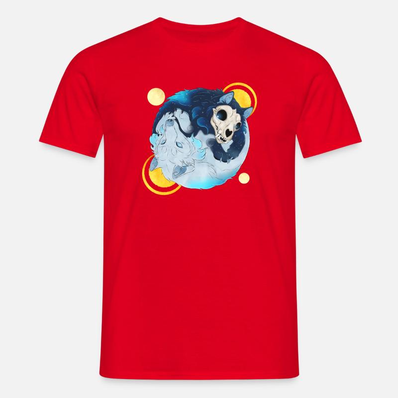 Blå blækånder - Tao Wolves Shadow & Light 2 - T-shirt til herrer - rød