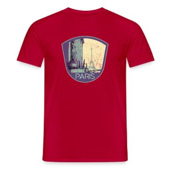 Badge retro, Paris France est ma ville natale - T-shirt homme - rouge - Devant - AI Model Male 178 dark (178cm)