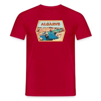 Retro badge, Algarve Portugal, beach summer sun - Men's T-Shirt - red - Front - AI Model Male 178 dark (178cm)