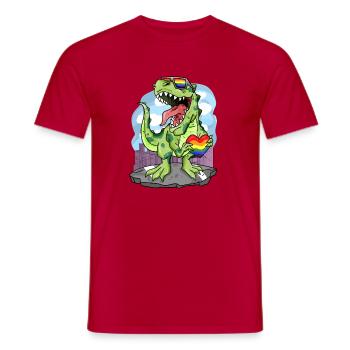 LGBT Tier Dinosaurier Regenbogen Herz - Männer T-Shirt - Rot - Vorne - AI Model Male 178 dark (178cm)