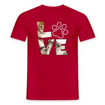 Niedliche Katzenliebe Illustration - Männer T-Shirt - Rot - Vorne - AI Model Male 178 dark (178cm)