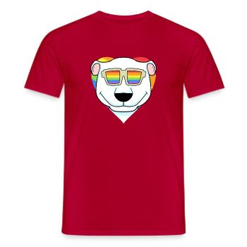 LGBT Tier Eisbär Regenbogen Herz - Männer T-Shirt - Rot - Vorne - AI Model Male 178 dark (178cm)