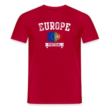 Europe Portugal Flag Fusion - Men's T-Shirt - red - Front - AI Model Male 178 dark (178cm)