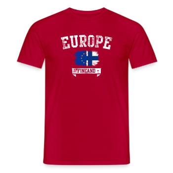 Europe Finlande Fusion Drapeau - T-shirt homme - rouge - Devant - AI Model Male 178 dark (178cm)