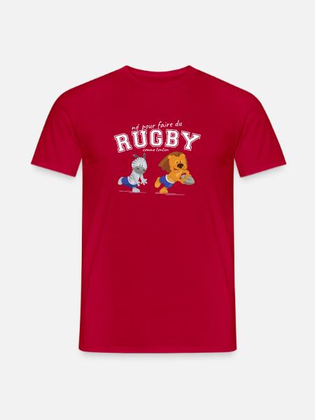 né pour faire du rugby comme tonton - T-shirt homme - rouge