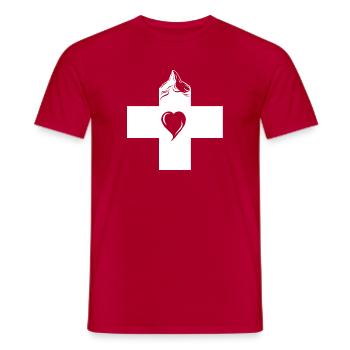 For Swiss fans with Matterhorn and heart - Men's T-Shirt - red - Front - AI Model Male 178 dark (178cm)