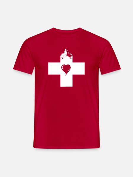Für Schweiz-Fans mit Matterhorn und Herz - Männer T-Shirt - Rot