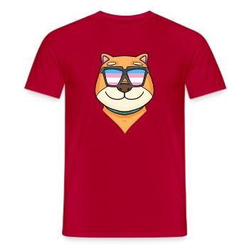 Transgender Shiba Inu Hund - Hund mit Brille - Männer T-Shirt - Rot - Vorne - AI Model Male 178 dark (178cm)